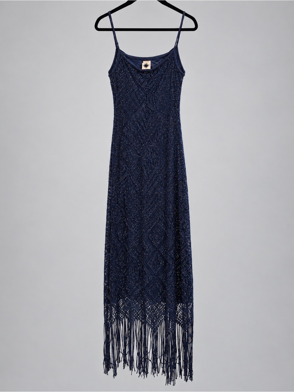 Navy/Metallic Fringe Maxi Dress